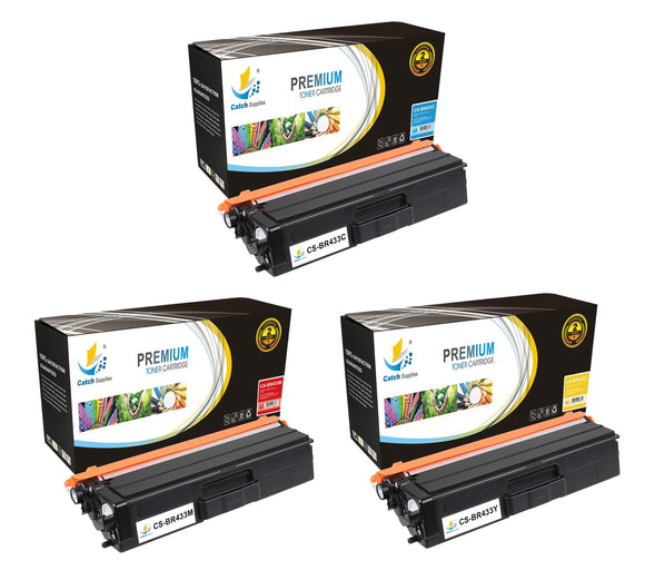 Catch Supplies Replacement Brother TN433C, TN433M, TN433Y Standard Yield Laser Printer Toner Cartridges - Three Pack