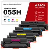 Compatible Canon 055H Toner Set, 4-Pack, High Yield, Smart Chip, for Canon Color imageCLASS MF741Cdw, MF743Cdw, MF745Cdw, MF746Cdw, LBP664Cdw