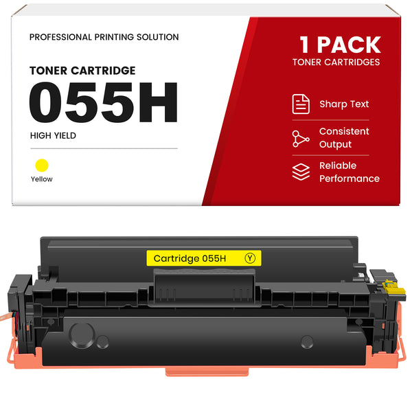 Compatible Canon 055H Yellow Toner Cartridge, High Yield, with Smart Chip, for Canon Color imageCLASS MF741Cdw, MF743Cdw, MF745Cdw, MF746Cdw, LBP664Cdw