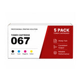 Compatible Canon 067 Toner Cartridge Combo Pack, With Smart Chip, Toner Level Display, Standard Yield Black Cyan Magenta Yellow, For Color imageCLASS LBP632Cdw LBP633Cdw MF653Cdw MF654Cdw MF656Cdw Printers