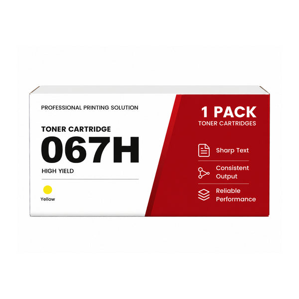 Compatible Canon 067H Yellow High Yield Toner Cartridge With Chip, For Color imageCLASS LBP632Cdw LBP633Cdw MF653Cdw MF654Cdw MF656Cdw Printers