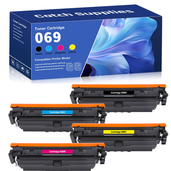 Compatible Canon 069 Toner Cartridges, 4-Pack, with Chips