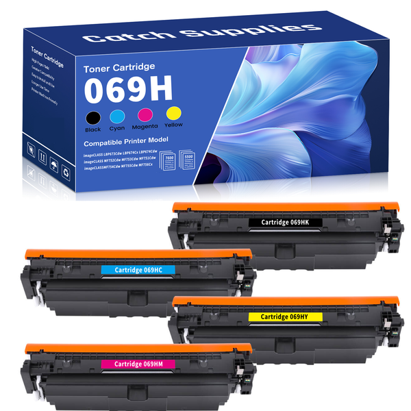 Compatible Canon 069H Toner Cartridges, High Yield, 4-Pack, with Chips