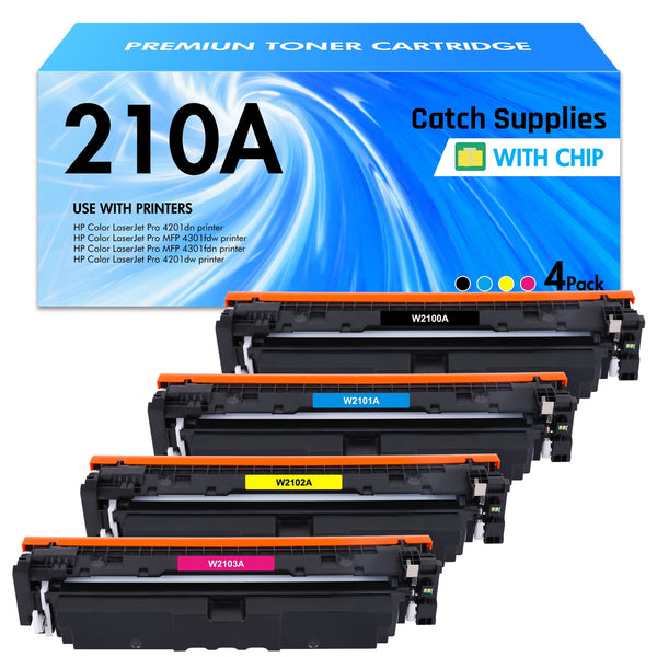 Compatible HP 210A Toner Cartridges, 4-Pack, with Chips