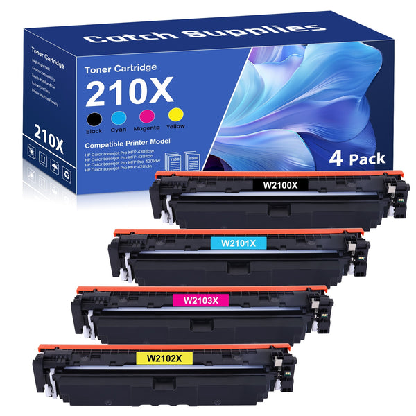 Compatible HP 210X Toner Cartridges, High Yield, 4-Pack, with Chips