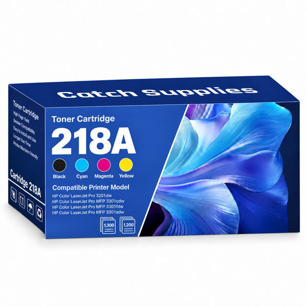 Compatible HP 218A Toner Cartridges W2180A W2181A W2182A W2183A, 4-Pack / 5-Pack, for HP Color LaserJet Pro 3201dw and MFP 3301 Series