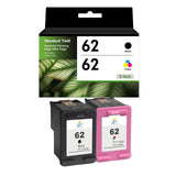 Compatible HP 62 Ink Cartridge Combo Pack, Black & Tri-Color Standard Yield, Replacement for HP ENVY 7640, 5660 & OfficeJet 5740 Printers, 2-Pack, 3-Pack, 5-Pack & 10-Pack