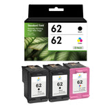 Compatible HP 62 Ink Cartridge Combo Pack, Black & Tri-Color Standard Yield, Replacement for HP ENVY 7640, 5660 & OfficeJet 5740 Printers, 2-Pack, 3-Pack, 5-Pack & 10-Pack