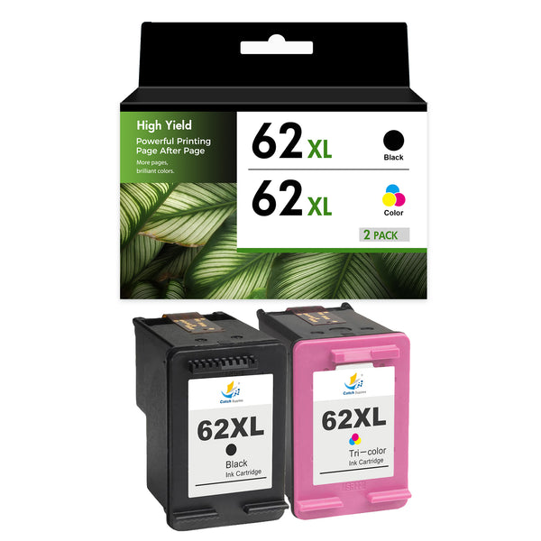 Compatible HP 62XL Ink Cartridge Combo Pack, Black & Tri-Color High Yield, Replacement for HP ENVY 7640, 5660 & OfficeJet 5740 Printers, 2-Pack, 3-Pack, 5-Pack & 10-Pack