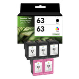 Compatible HP 63 Ink Cartridge Combo Pack, Black & Tri-Color Standard Yield, Replacement for HP OfficeJet 3830, 4650 & ENVY 4520 Printers, 2-Pack, 3-Pack, 5-Pack & 10-Pack