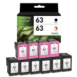 Compatible HP 63 Ink Cartridge Combo Pack, Black & Tri-Color Standard Yield, Replacement for HP OfficeJet 3830, 4650 & ENVY 4520 Printers, 2-Pack, 3-Pack, 5-Pack & 10-Pack