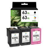 Compatible HP 63XL Ink Cartridge Combo Pack, Black & Tri-Color High Yield, Replacement for HP OfficeJet 3830, 4650 & ENVY 4520 Printers, 2-Pack, 3-Pack, 5-Pack & 10-Pack