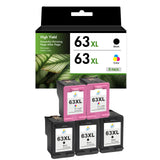 Compatible HP 63XL Ink Cartridge Combo Pack, Black & Tri-Color High Yield, Replacement for HP OfficeJet 3830, 4650 & ENVY 4520 Printers, 2-Pack, 3-Pack, 5-Pack & 10-Pack