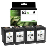 Compatible HP 63XL Black Ink Cartridge, High Yield, Replacement for HP OfficeJet 3830, 4650 & ENVY 4520 Printers, 1-Pack, 2-Pack & 4-Pack