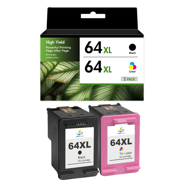 Compatible HP 64XL Ink Cartridge Combo Pack, Black & Tri-Color High Yield, Replacement for HP ENVY Photo 7855 & 7155 Printers, 2-Pack, 3-Pack, 5-Pack & 10-Pack