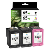 Compatible HP 65XL Ink Cartridge Combo Pack, Black & Tri-Color High Yield, Replacement for HP ENVY 5055 & DeskJet 3755 Printers, 2-Pack, 3-Pack, 5-Pack & 10-Pack