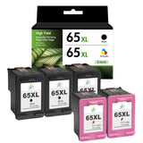 Compatible HP 65XL Ink Cartridge Combo Pack, Black & Tri-Color High Yield, Replacement for HP ENVY 5055 & DeskJet 3755 Printers, 2-Pack, 3-Pack, 5-Pack & 10-Pack