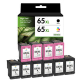Compatible HP 65XL Ink Cartridge Combo Pack, Black & Tri-Color High Yield, Replacement for HP ENVY 5055 & DeskJet 3755 Printers, 2-Pack, 3-Pack, 5-Pack & 10-Pack