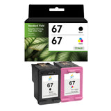 Compatible HP 67 Ink Cartridge Combo Pack, Black & Tri-Color Standard Yield, Replacement for HP ENVY 6055e & DeskJet 2755e Printers, 2-Pack, 3-Pack, 5-Pack & 10-Pack