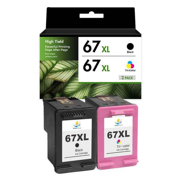 Compatible HP 67XL Ink Cartridge Combo Pack, Black & Tri-Color High Yield, Replacement for HP ENVY 6055e & DeskJet 2755e Printers, 2-Pack, 3-Pack, 5-Pack & 10-Pack