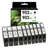 Compatible HP 902XL 902 XL High Yield Ink Cartridges, 10-Pack (4 Black, 2 Cyan, 2 Magenta, 2 Yellow), for OfficeJet Pro 6978 6968 6970 6975 6960 and OfficeJet 6958 Printers