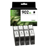 Compatible HP 902XL 902 XL Black High Yield Ink Cartridges, 4-Pack, for OfficeJet Pro 6978 6968 6970 6975 6960 and OfficeJet 6958 Printers