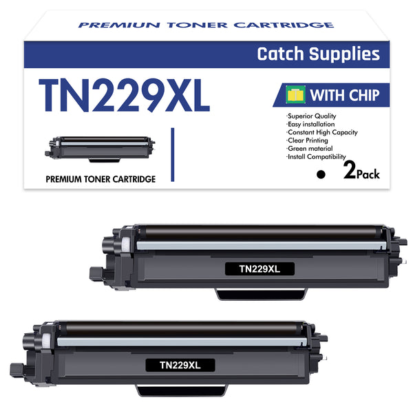 Compatible Brother TN229XL TN-229XL Black High Yield Toner Cartridges, 2-Pack, with Chips, for HL-L3220CDW HL-L3280CDW MFC-L3720CDW MFC-L3780CDW Printers