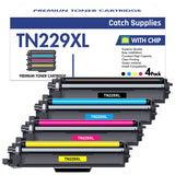 4-Pack TN229XL Toner Cartridge with Chip Compatible for Brother TN-229XL TN229XL for Brother HL-L3280CDW HL-L3220CDW MFC-L3720CDW MFC-L3780CDW HL-L3300CDW Printer Toner (Black, Cyan, Magenta, Yellow)