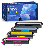 Compatible Brother TN227 Toner Cartridge Set TN227BK TN227C TN227M TN227Y, High Yield, 4-Pack & 5-Pack, with Chips, for Brother HL-L3210CW, HL-L3270CDW, HL-L3290CDW, MFC-L3770CDW