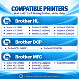 Compatible Brother TN830XL Cartridges, TN-830XL, Black High Yield, 4-Pack with Chips, for Brother DCP-L2640DW, HL-L2405W, HL-L2460DW, MFC-L2820DW, MFC-L2900DW