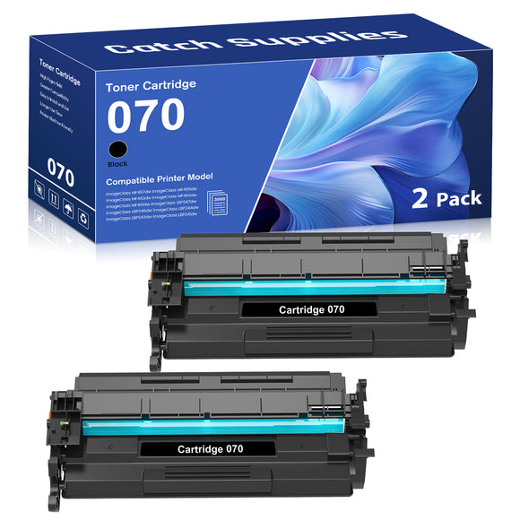 Catch Supplies Cartridge 070 Black Toner Cartridge for Canon cartridge 070 070H CRG070 CRG-070 for Canon imageCLASS MF465dw MF462dw LBP247dw LBP247dw Printer Ink (2 Pack)