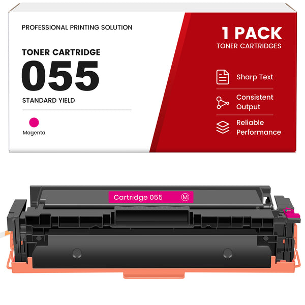Compatible Canon 055 Magenta Toner Cartridge, Standard Yield, with Smart Chip, for Canon Color imageCLASS MF741Cdw, MF743Cdw, MF745Cdw, MF746Cdw, LBP664Cdw