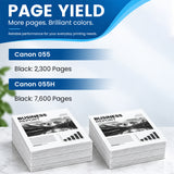 Canon 055 055H Black Toner Cartridge - Works with Canon LBP664Cdw, MF741Cdw & MF743Cdw, Standard & High Yield, 1/2-Pack