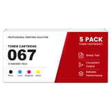 Compatible Canon 067 Toner Cartridge Set With Chip, Standard Yield Black Cyan Magenta Yellow, For Color imageCLASS LBP632Cdw LBP633Cdw MF653Cdw MF654Cdw MF656Cdw Printers
