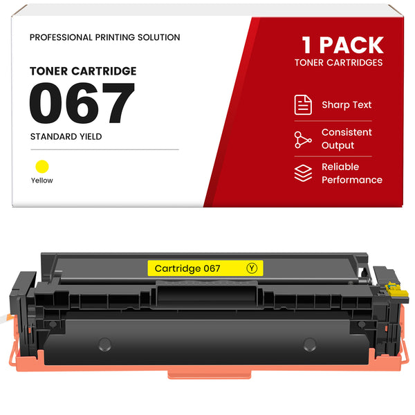 Compatible Canon 067 Yellow Toner Cartridge With Smart Chip, Toner Level Display, For Color imageCLASS LBP632Cdw LBP633Cdw MF653Cdw MF654Cdw MF656Cdw Printers