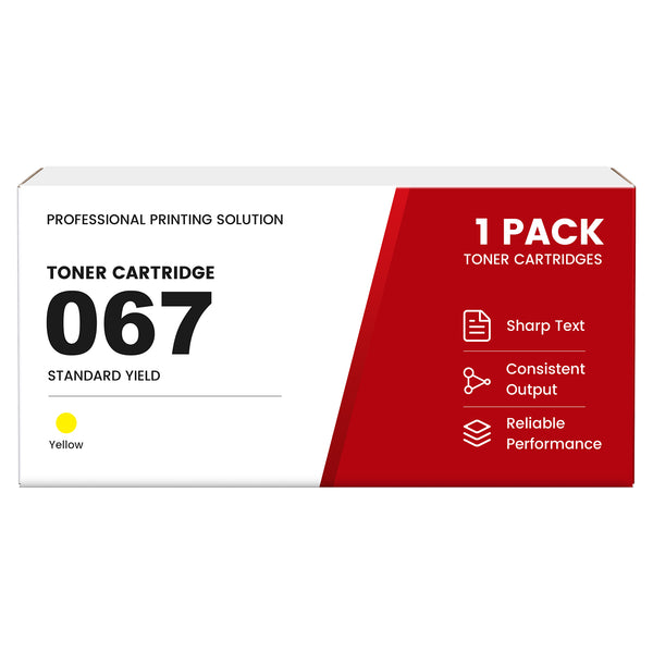 Compatible Canon 067 Yellow Toner Cartridge With Chip, For Color imageCLASS LBP632Cdw LBP633Cdw MF653Cdw MF654Cdw MF656Cdw Printers