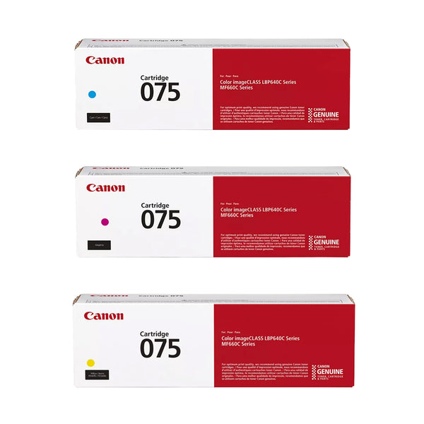 Canon 075 075H Cyan Magenta Yellow Toner Cartridges - Works with Canon LBP646Cdw, MF663Cdw & MF665Cdw, Standard & High Yield, 3-Pack