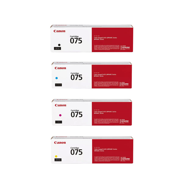 Canon 075 075H Toner Cartridge Set - Works with Canon LBP646Cdw, MF663Cdw & MF665Cdw, Black Cyan Magenta Yellow, Standard & High Yield, 4-Pack