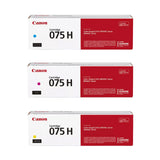 Canon 075 075H Cyan Magenta Yellow Toner Cartridges - Works with Canon LBP646Cdw, MF663Cdw & MF665Cdw, Standard & High Yield, 3-Pack