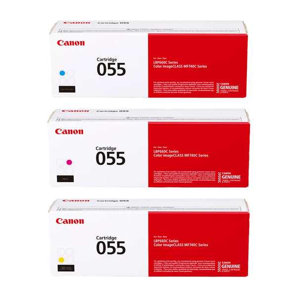 Canon 055 055H Cyan Magenta Yellow Toner Cartridges - Works with Canon LBP664Cdw, MF741Cdw & MF743Cdw, Standard & High Yield, 3-Pack