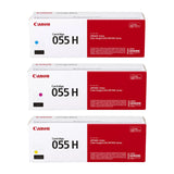 Canon 055 055H Cyan Magenta Yellow Toner Cartridges - Works with Canon LBP664Cdw, MF741Cdw & MF743Cdw, Standard & High Yield, 3-Pack