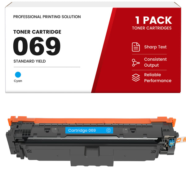 Compatible Canon 069 Cyan Standard Yield Toner Cartridge With Smart Chip, Toner Level Display, For Color imageCLASS LBP673Cdw LBP674Cdw MF753Cdw MF754Cdw Printers