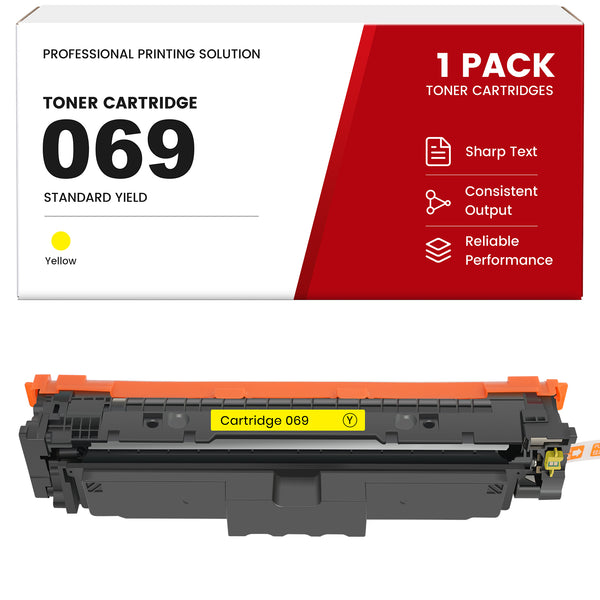 Compatible Canon 069 Yellow Standard Yield Toner Cartridge With Smart Chip, Toner Level Display, For Color imageCLASS LBP673Cdw LBP674Cdw MF753Cdw MF754Cdw Printers