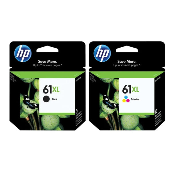 HP 61 61XL Ink Cartridge Combo Pack of 2 - Works with HP ENVY 4500, 5530, OfficeJet 4630, DeskJet 2540 - High Yield, Black & Tri-Color