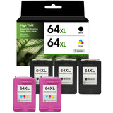 Compatible HP 64XL Ink Cartridge Combo Pack, Black & Tri-Color High Yield, Replacement for HP ENVY Photo 7855 & 7155 Printers, 2-Pack, 3-Pack, 5-Pack & 10-Pack