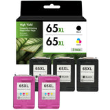 Compatible HP 65XL Ink Cartridge Combo Pack, Black & Tri-Color High Yield, Replacement for HP ENVY 5055 & DeskJet 3755 Printers, 2-Pack, 3-Pack, 5-Pack & 10-Pack