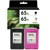 Compatible HP 65XL Ink Cartridge Combo Pack, Black & Tri-Color High Yield, Replacement for HP ENVY 5055 & DeskJet 3755 Printers, 2-Pack, 3-Pack, 5-Pack & 10-Pack