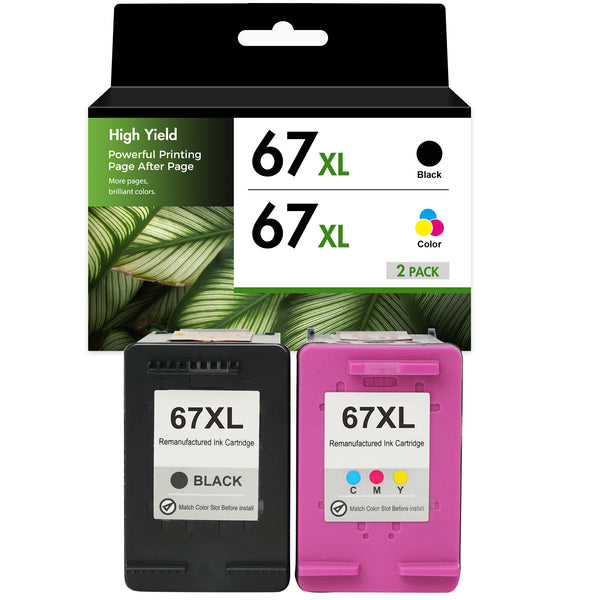 Compatible HP 67XL Ink Cartridge Combo Pack, Black & Tri-Color High Yield, Replacement for HP DeskJet 2755e, 4155e, 4133e & ENVY 6055e, 6455e Printers, 2-Pack, 3-Pack, 5-Pack & 10-Pack