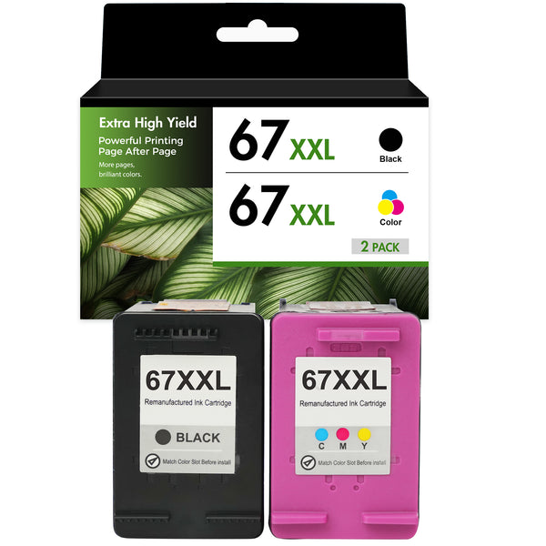 Compatible HP 67XXL Ink Cartridge Combo Pack, Black & Tri-Color Ultra High Yield, Replacement for HP DeskJet 2755e, 4155e, 2855e & ENVY 6055e, 6455e Printers, 2-Pack, 3-Pack, 5-Pack & 10-Pack