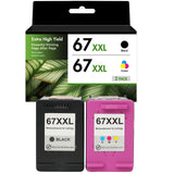 Compatible HP 67XXL Ink Cartridge Combo Pack, Black & Tri-Color Ultra High Yield, Replacement for HP DeskJet 2755e, 4155e, 2855e & ENVY 6055e, 6455e Printers, 2-Pack, 3-Pack, 5-Pack & 10-Pack
